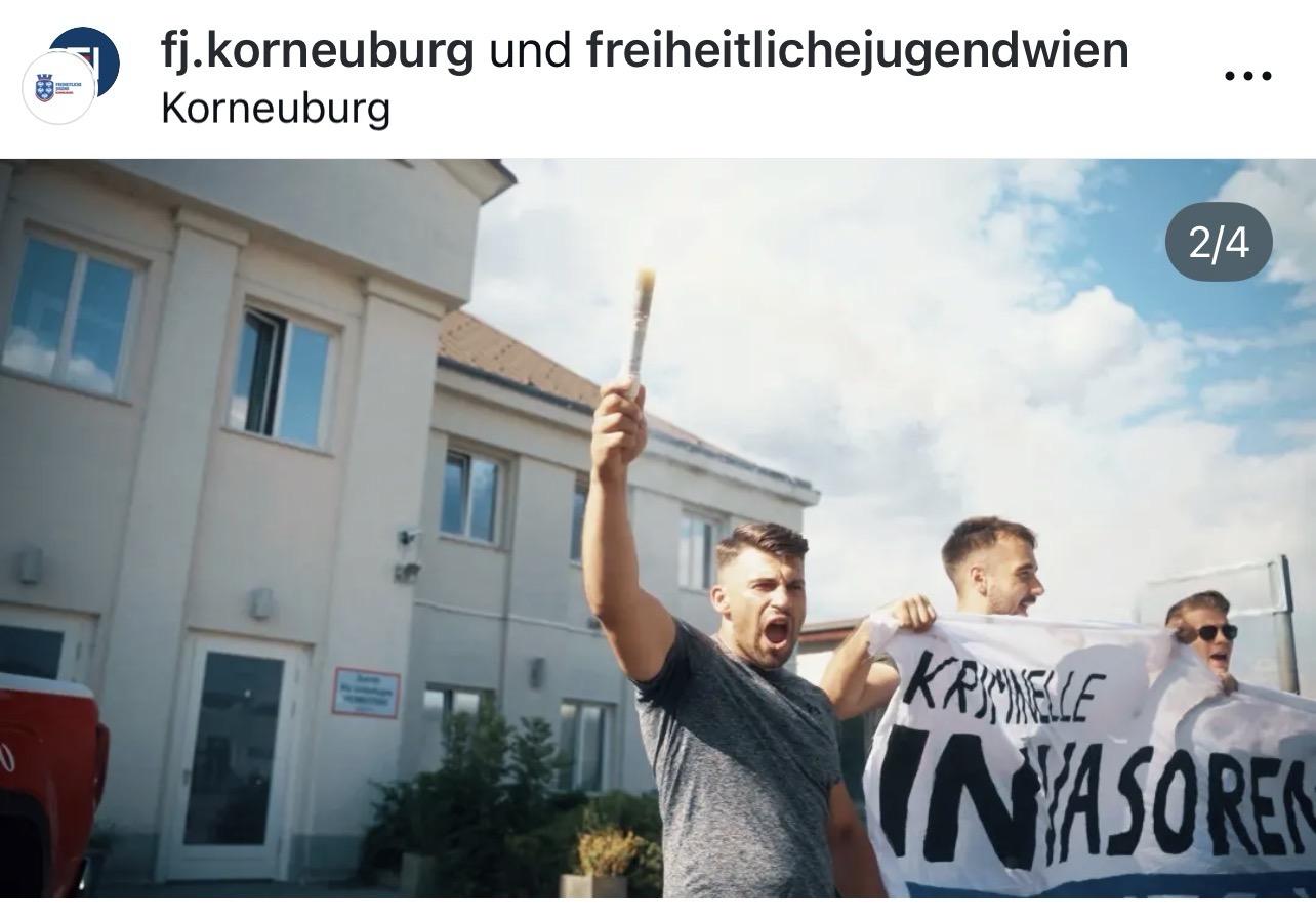 Manuel Fizimayer links bei Aktion der Freiheitlichen Jugend Korneuburg und Wien