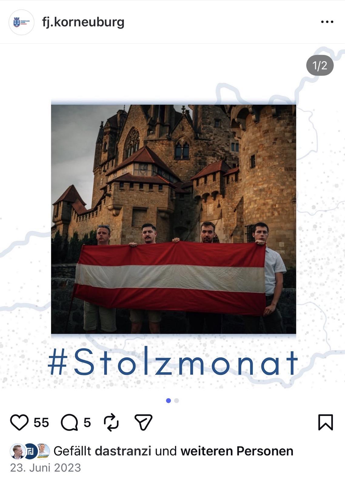v.l.n.r. Marcel Havlicek, Elias Schuch, Stefan Bjelobrk und Sebastian Vybiral bei Stolzmonat-Challenge-Aktion