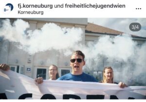 Jan Staudigl bei Aktion der Freiheitlichen Jugend Korneuburg und Wien mit Inga Holz links hinter ihm